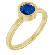 14K Yellow 5.5 mm Natural Blue Sapphire Ring
