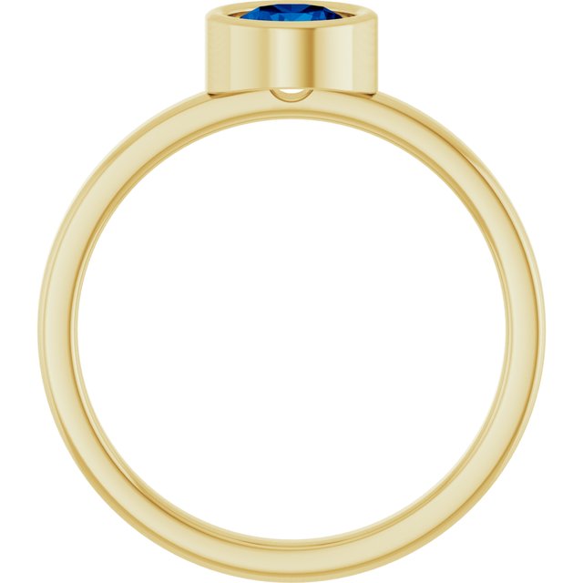 14K Yellow 5.5 mm Lab-Grown Blue Sapphire Ring