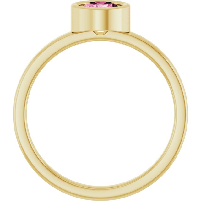 14K Yellow 5.5 mm Natural Pink Tourmaline Ring