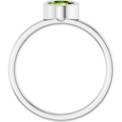 14K White 5.5 mm Natural Peridot Ring
