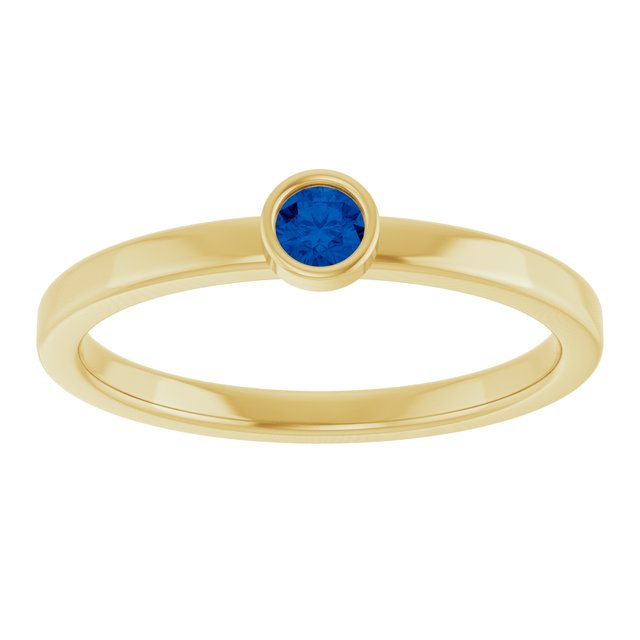 14K Yellow 3 mm Lab-Grown Blue Sapphire Ring