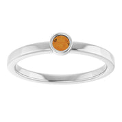 14K White 3 mm Natural Citrine Ring