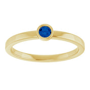 14K Yellow 3 mm Natural Blue Sapphire Ring
