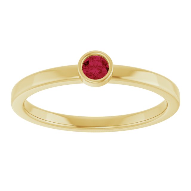 14K Yellow 3 mm Lab-Grown Ruby Ring