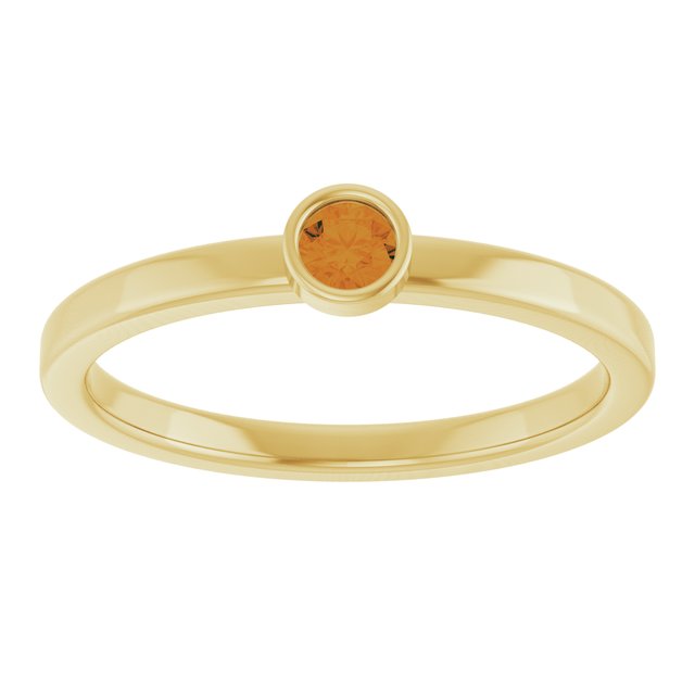 14K Yellow 3 mm Natural Citrine Ring