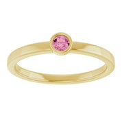 14K Yellow 3 mm Natural Pink Tourmaline Ring