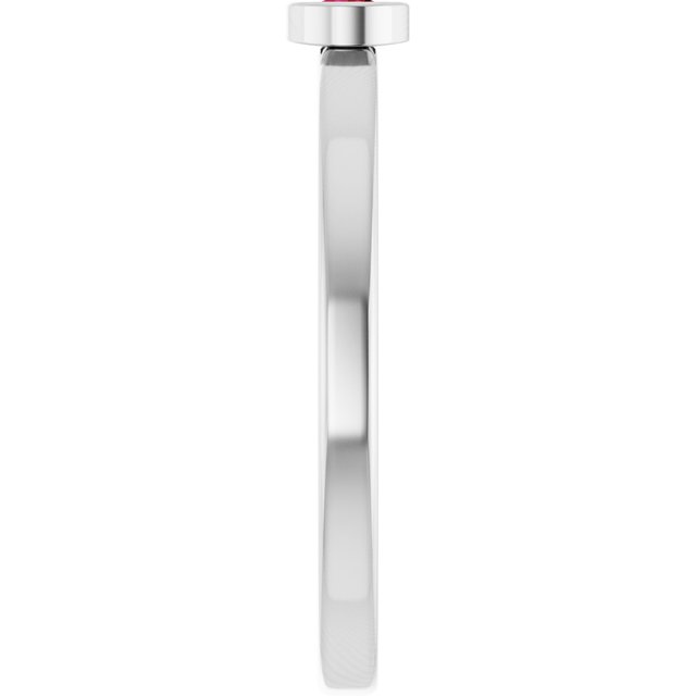 14K White 3 mm Lab-Grown Ruby Ring