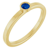 14K Yellow 3 mm Lab-Grown Blue Sapphire Ring