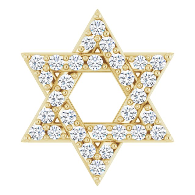 14K Yellow 1/8 CTW Natural Diamond Star of David Pendant
