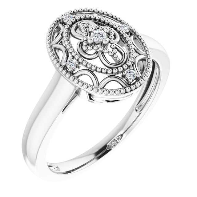 Sterling Silver .05 CTW Natural Diamond Ring Size 7
