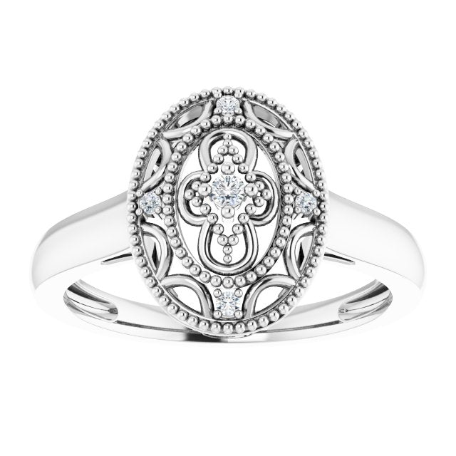 Sterling Silver .05 CTW Natural Diamond Ring Size 7