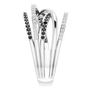 14K White 1/2 CTW Natural Black & White Diamond Ring