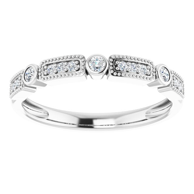 14K White 1/10 CTW Natural Diamond Stackable Ring by Brand Name