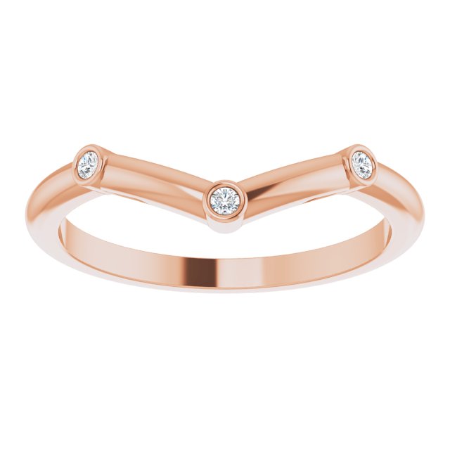 14K Rose .03 CTW Natural Diamond Stackable V Ring