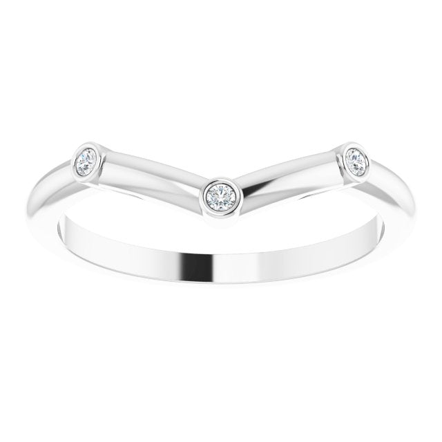 Platinum .03 CTW Natural Diamond Stackable  V Ring