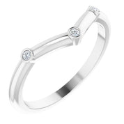 Platinum .03 CTW Natural Diamond Stackable  V Ring