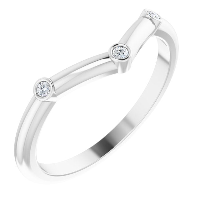 Platinum .03 CTW Natural Diamond Stackable  V Ring