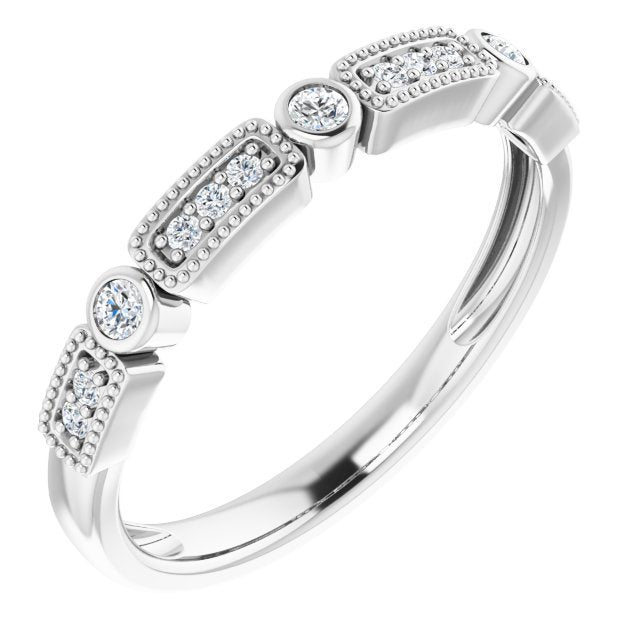 14K White 1/10 CTW Natural Diamond Stackable Ring by Brand Name
