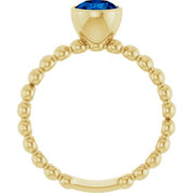 14K Yellow Natural Blue Sapphire Family Beaded Stackable Ring
