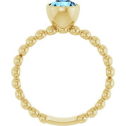 14K Yellow Natural Aquamarine Family Beaded Stackable Ring