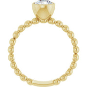 14K Yellow Natural White Sapphire Family Beaded Stackable Ring
