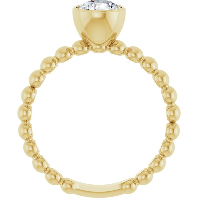 14K Yellow Natural White Sapphire Family Beaded Stackable Ring