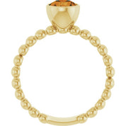 14K Yellow Natural Citrine Family Beaded Stackable Ring