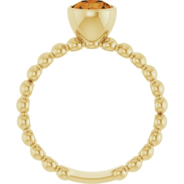 14K Yellow Natural Citrine Family Beaded Stackable Ring