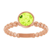14K Rose Natural Peridot Family Beaded Stackable Ring