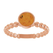 14K Rose Natural Citrine Family Beaded Stackable Ring