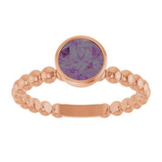 14K Rose Lab-Grown Alexandrite Family Beaded Stackable Ring