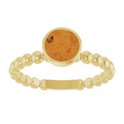 14K Yellow Natural Citrine Family Beaded Stackable Ring