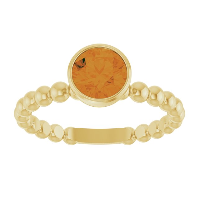 14K Yellow Natural Citrine Family Beaded Stackable Ring