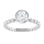 14K White 9/10 CTW Natural Diamond Family Beaded Stackable Ring