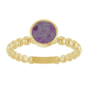 14K Yellow Lab-Grown Alexandrite Family Beaded Stackable Ring