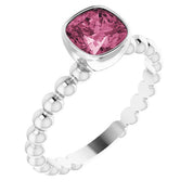 Sterling Silver Natural Pink Tourmaline Family Stackable Ring