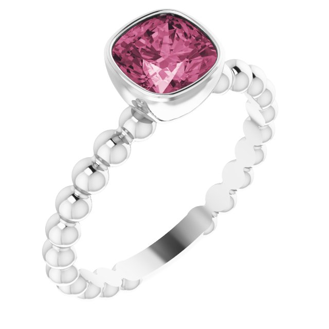 Sterling Silver Natural Pink Tourmaline Family Stackable Ring