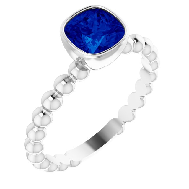 Sterling Silver Lab-Grown Blue Sapphire Family Stackable Ring