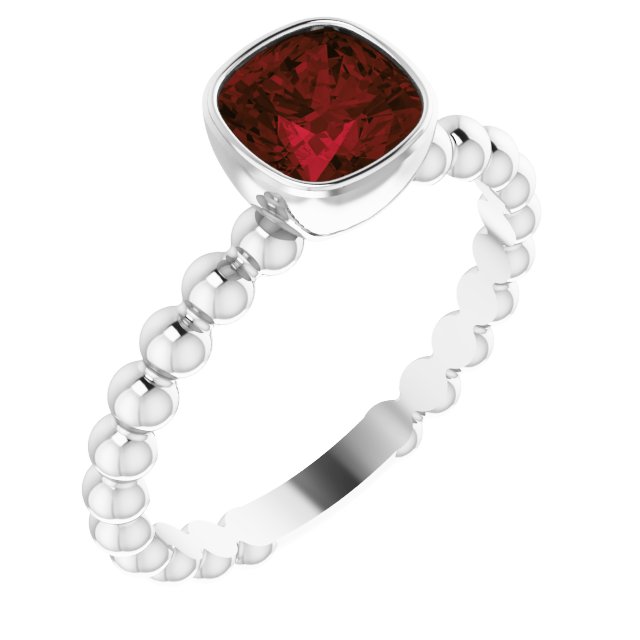 Sterling Silver Natural Mozambique Garnet Family Stackable Ring