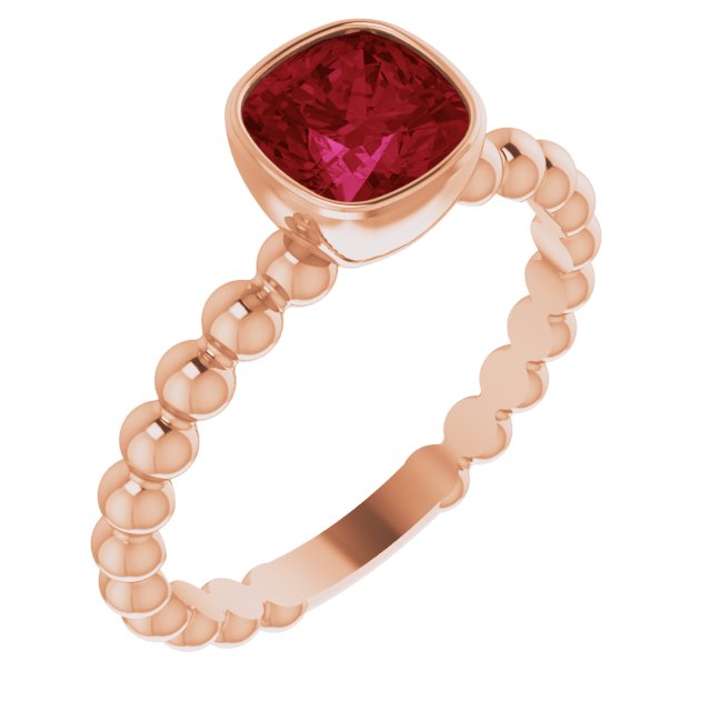14K Rose Lab-Grown Ruby Family Stackable Ring