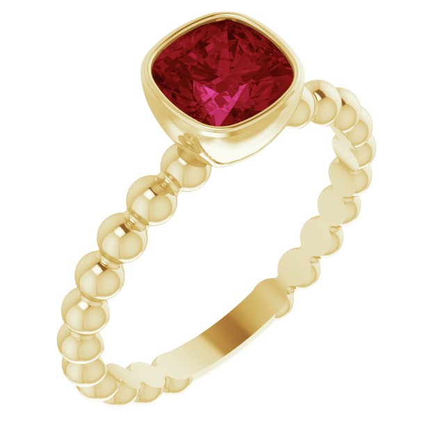 14K Yellow Lab-Grown Ruby Family Stackable Ring