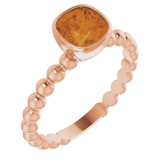 14K Rose Natural Citrine Family Stackable Ring