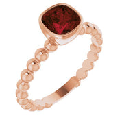 14K Rose Natural Mozambique Garnet Family Stackable Ring