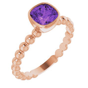 14K Rose Natural Amethyst Family Stackable Ring