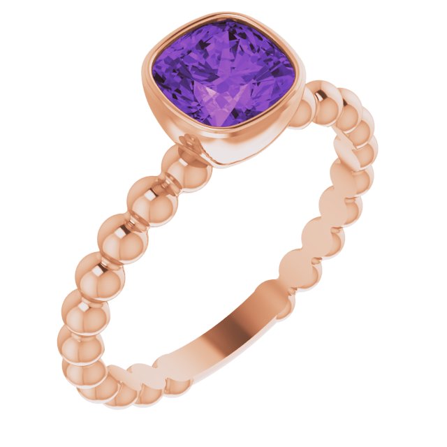 14K Rose Natural Amethyst Family Stackable Ring