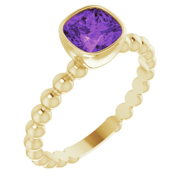 14K Yellow Natural Amethyst Family Stackable Ring