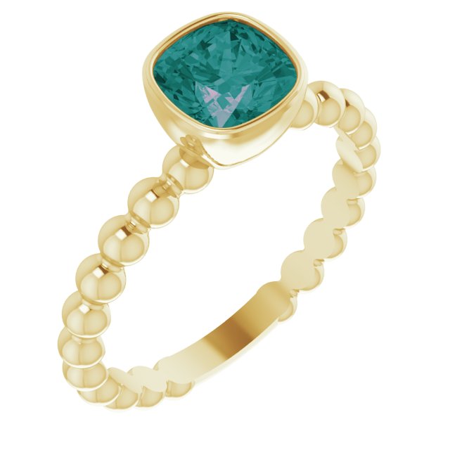 14K Yellow Lab-Grown Alexandrite Family Stackable Ring