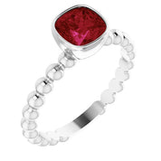 Sterling Silver Lab-Grown Ruby Family Stackable Ring