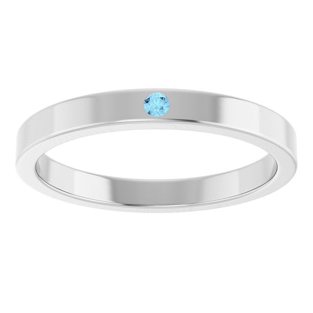 Sterling Silver Natural Aquamarine Family Stackable Ring