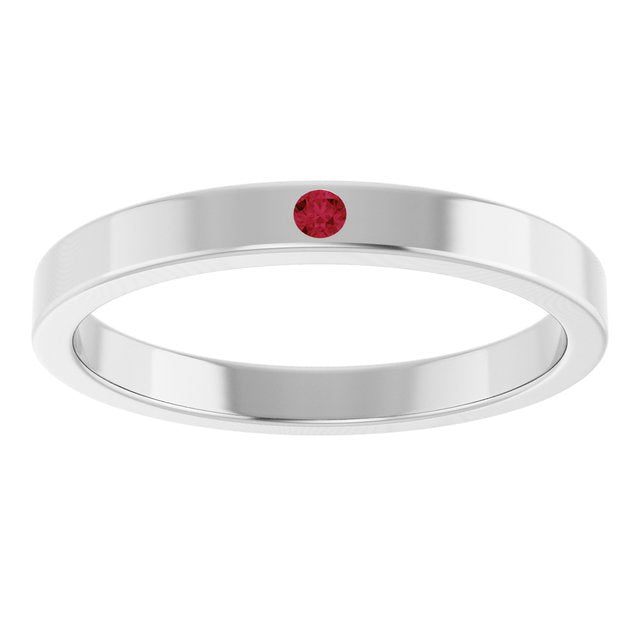 Sterling Silver Lab-Grown Ruby Family Stackable Ring